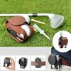 1PC Mini Leather Golf Ball Bag with Metal Button Holder Pocket for 2 Balls Portable Golf Storage Accessory