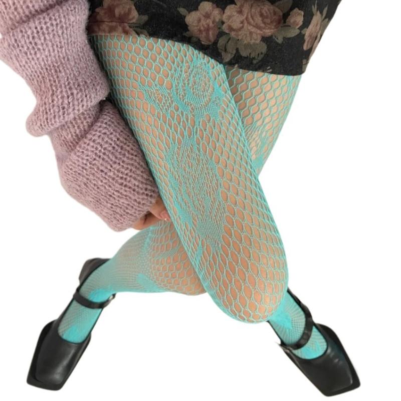 Vintage Peony Hollowed Out Fishnet Pantyhose with Stretchy Waistband for Women Elegant Floral Mesh Tights Stockings