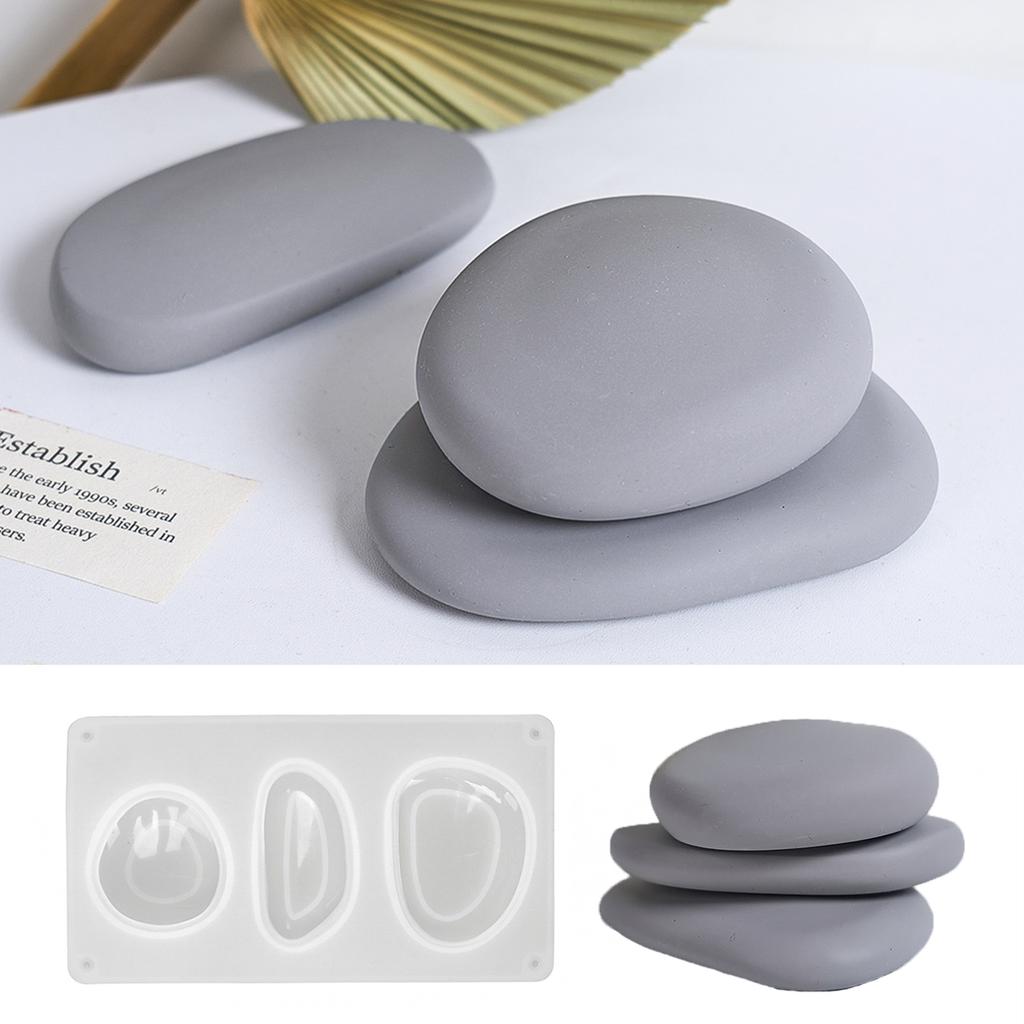 3 Hole Pebble Silicone Candle Mold DIY Stone Shape Aromath Soap Molds Plaster Resin Chocolate Baking Making Home Crafts Decor