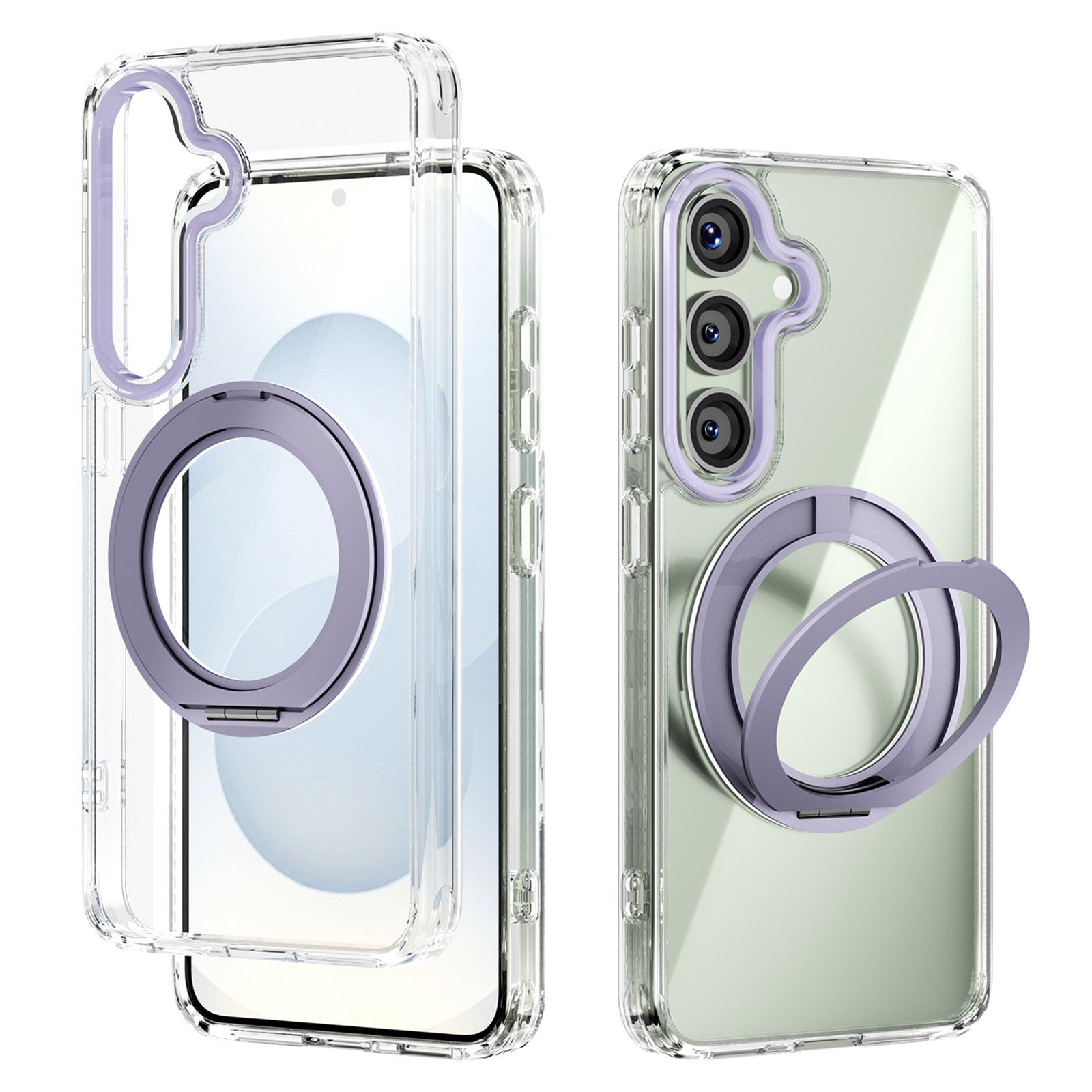 

ABEEL Q-LUCK For Samsung Galaxy S25 Magnetic Case Rotating Kickstand Shockproof TPU + PC Phone Back Cover