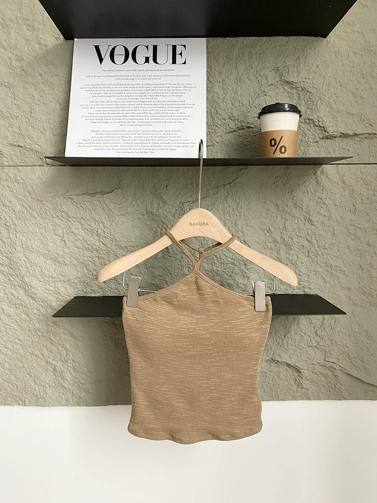 #Summer new pure desire wind halter neck vest female slim and thin one-piece chest pad versatile top