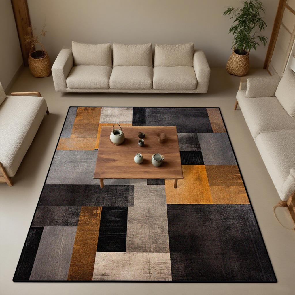 Moderner rechteckiger Wohnzimmerteppich Geometrische Dekoration Arbeitszimmer Schlafzimmer Dekor Rutschfeste Bodenmatten Leicht zu reinigen Eingangstürmatte