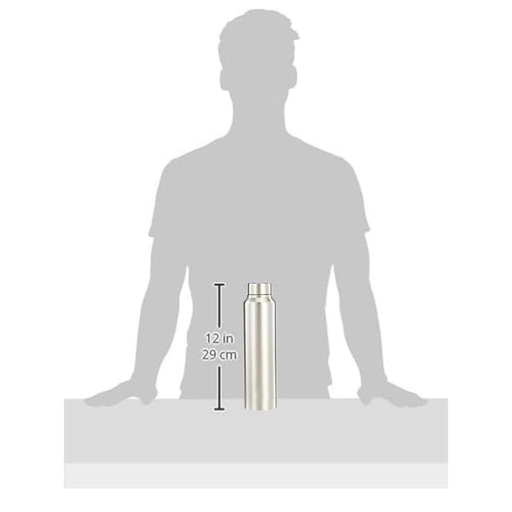 Stainless Steel Water Bottle | BIS-Approved | 900ml (Silver Steel Finish)
