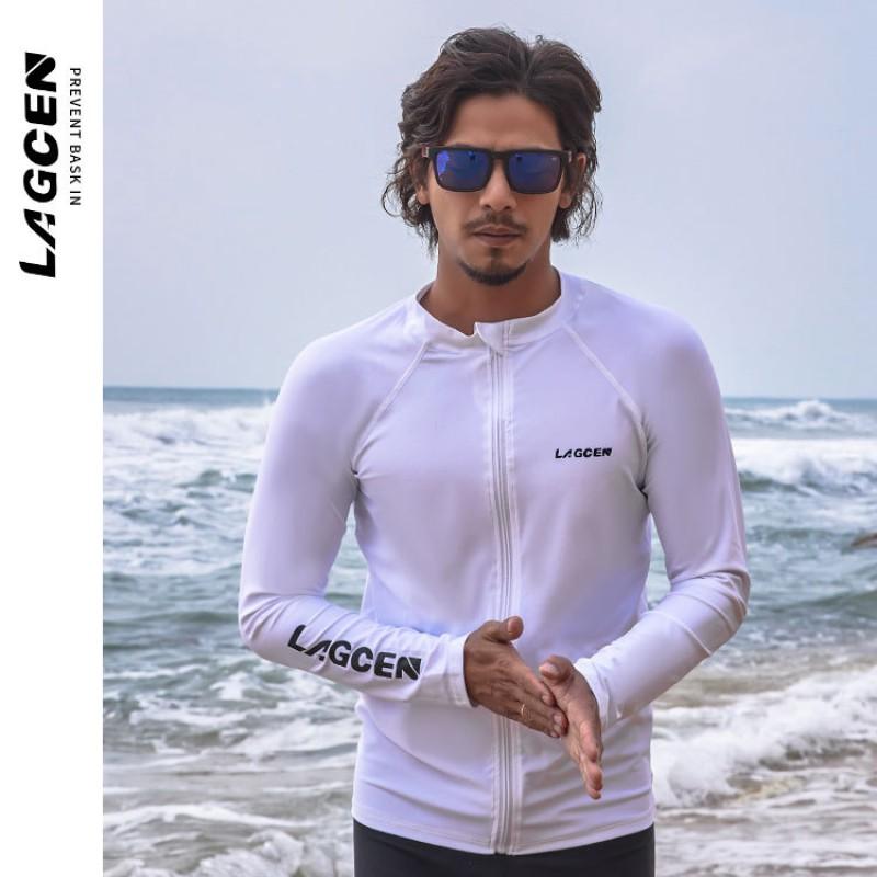 Mens Quick-Dry UV Protection Rash Guard Long Sleeve Swimwear Surfing Diving Swimming