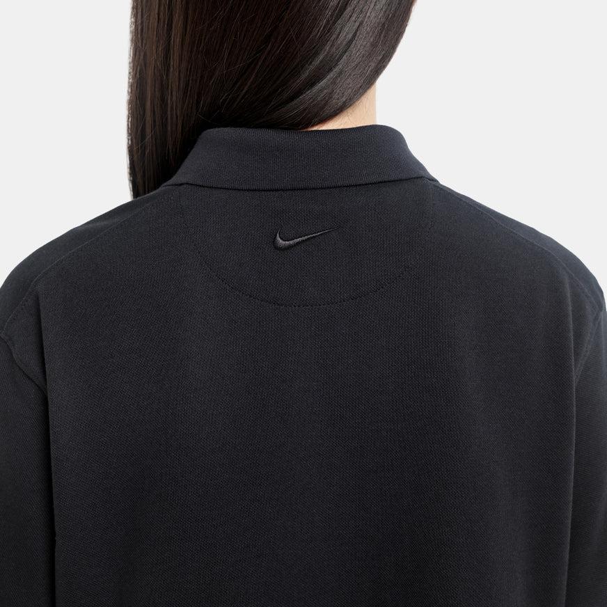 Nike Solid Color Collar Short Sleeve Polo Shirt Women Tops Black DC3427-010