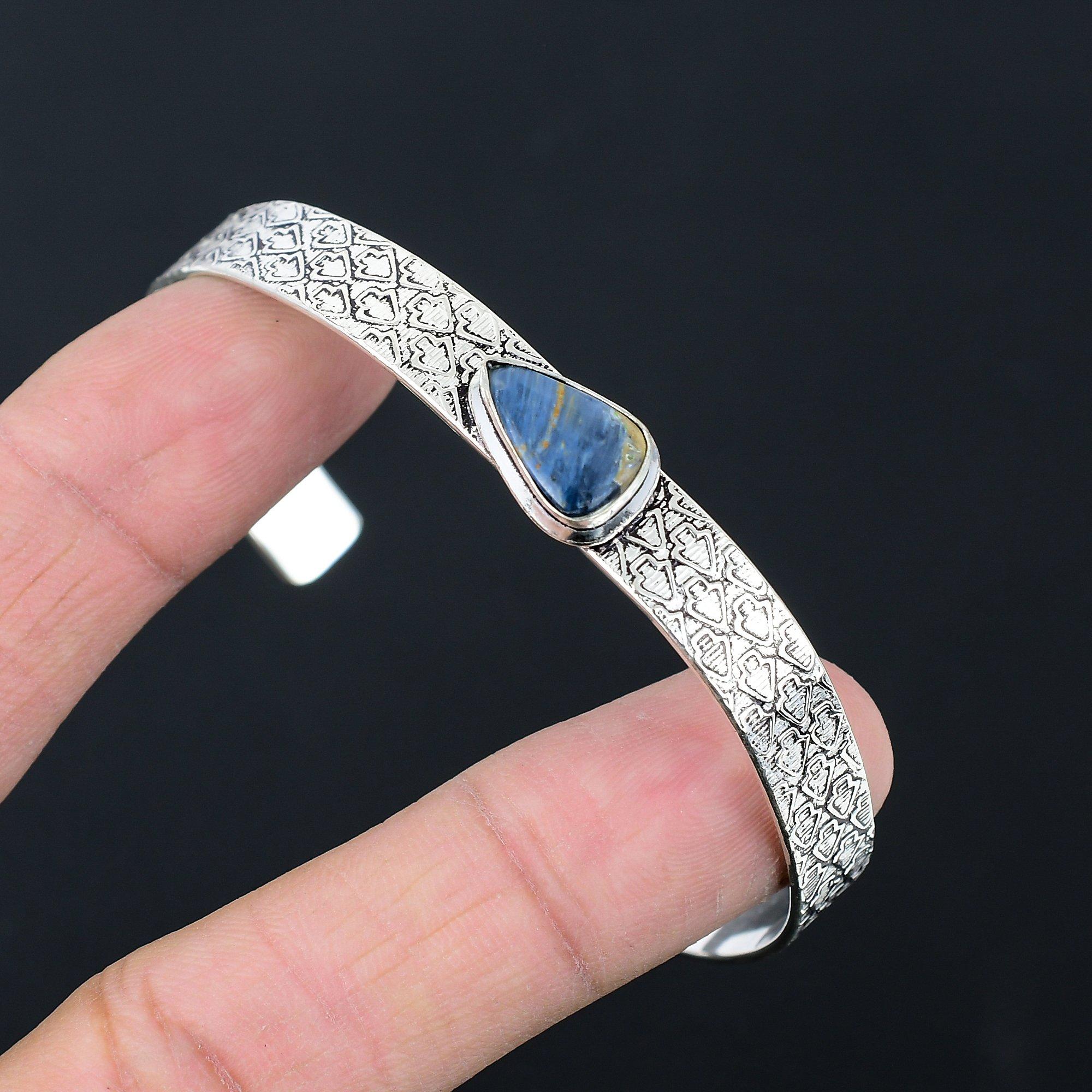 

Friendship Day Deal 925 Silver Pietersite Gemstone Daughter Boho Bangle Bracelet Adjustable