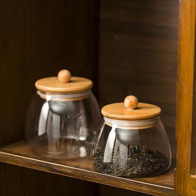 Gewürzglas mit Bambusdeckel Silikondichtung Glasbehälter Klares Glas für Tee Gewürze Trockenwaren Küche
