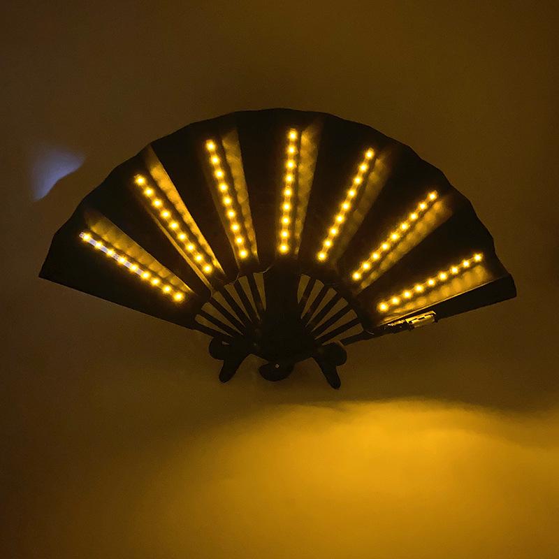 Rose Lace Edge LED Folding Fan - Wedding Gift & Dance Prop