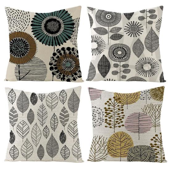 Line Flower Fish Geometric Pattern Cushion Cover Pillow Case Sofa Chair Decor