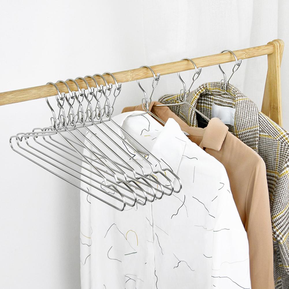 Stainless Steel Coat Hanger Household Multifunctional Non Creases Metal Windproof Hangers For Bathroom Balcony Closet Organiser