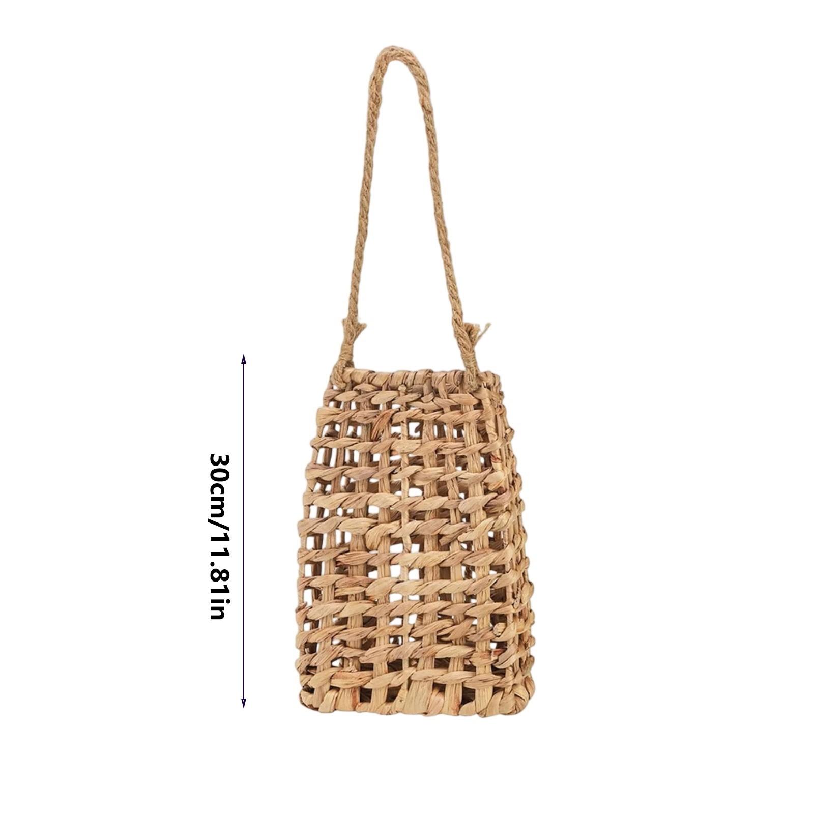 

Плетеная корзина для входной двери, подвесная настенная корзина для цветов из водяного гиацинта, настенный декор, бохо-украшение для дома, сада, кладовой One Size