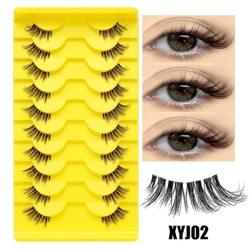 

10 Pairs With Jelly Glue Strips Half Fake Eyelashes Anime Cosplay Segmented False Eyelashes Men Type B