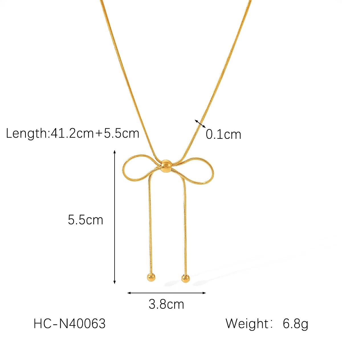 

Stainless Steel Bow Necklace For Women Girls Minimalist Fashion Female Gold Color Jewelry Accessories Gift 2025 WHITE