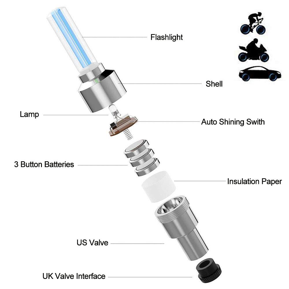 Led Bicycle Valve Light, Neon Bicycle Spoke Light, Bicycle Tire Valve Light, Night Riding Warning Light Bicycle Accessories