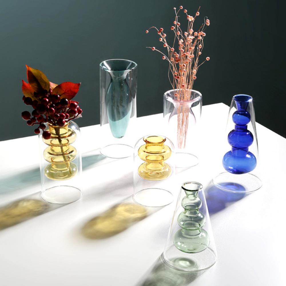 Arrangement Double Layered Household Flower Vases Flower Bottle Glass Vase Aromatherapy Bottle