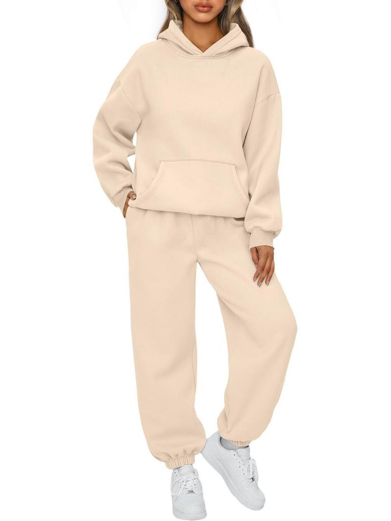 Women's Fall/Winter Casual Two-Piece Set Hooded Sweatshirt and Sweatpants