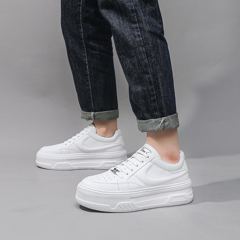 Herrskor Air Force One European Station nya tjocksulade snörskor muffin-skor herr fritidssport höjande vita skor