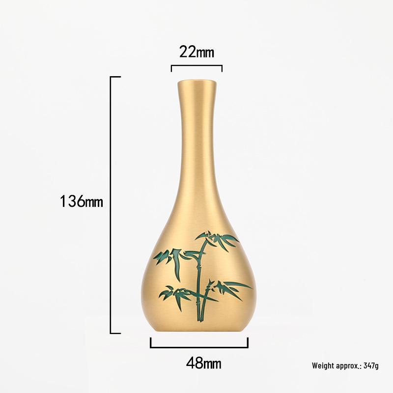 Vintage Brass Feng Shui Vase - Chinese Style Home Decoration Flower Container