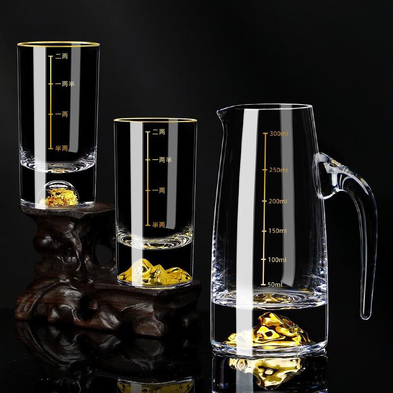 Elegant Crystal Whiskey Tasting Glasses Set With Measuring Markings Rotating Stand 6 Or 10 Pieces Chinese Style Barware