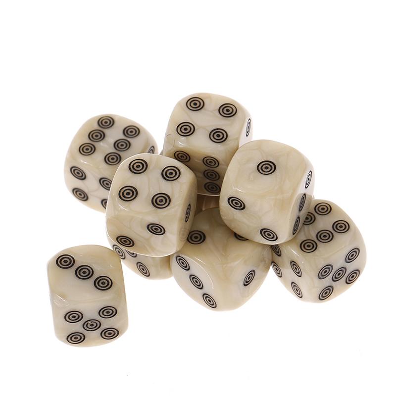10pcs 6-Sided D6 Dice Set 16mm Acrylic Ivory round Corner Dice for Board Games Party Entertainment Mahjong Cubes