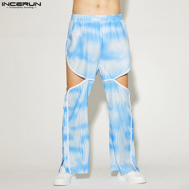 

INCERUN модные мужские свободные прямые длинные брюки с высокой талией спортивные хиппи с принтом повседневные свободные брюки макси брюки плюс размер