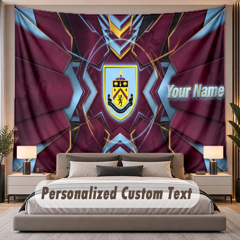 Custom Name Text Tapestry Burnley Football Personalized Polyester Wall Tapestry For Bedroom And Room