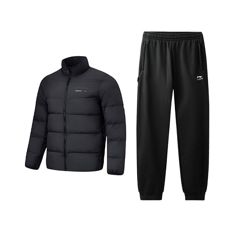 

Li Ning однотонная теплая куртка для холодной погоды, флисовые брюки, повседневный спортивный костюм, мужской костюм AYMT249-6+AKLVC99-1 L
