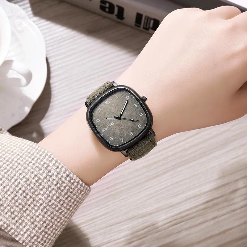 Vintage Square Dial Leather Belt Wristwatch Brand Quartz Watch Youth Student Watch Casual Fashion Men Women Gift Clock