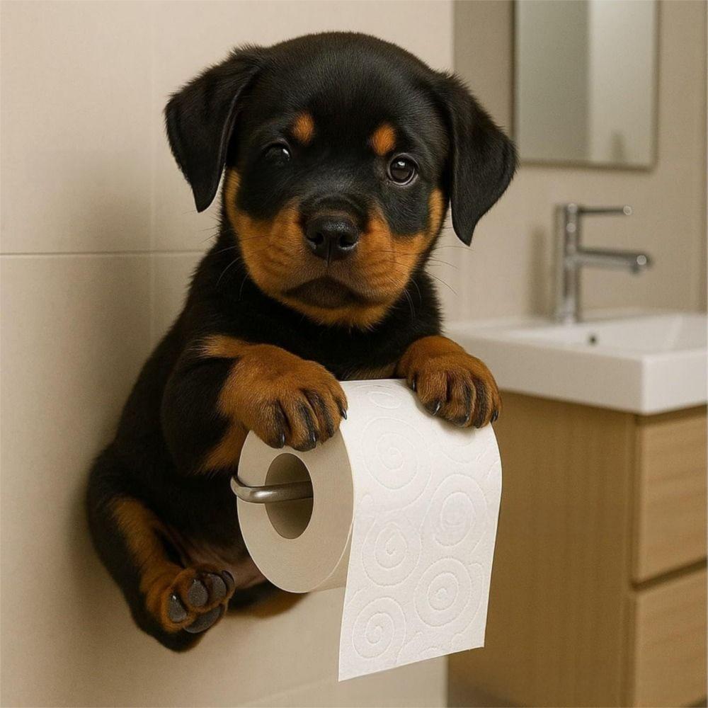 Decorative Dog Toilet Paper Holder Resin Hanging Paper Towel Stand Roll Paper Organizer  Bathroom