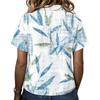 Women Fashion Polo Collar Button Vintage Floral Print Loose Fit Short Sleeve T Shirt Linen Blend Casual Top for Summer