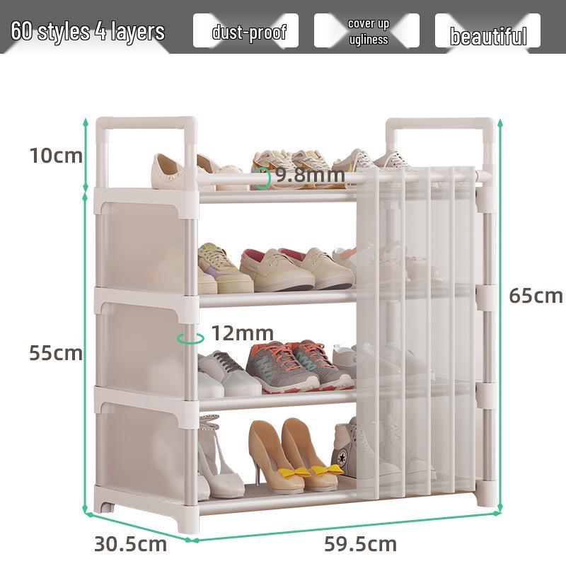 Compact Dustproof Shoe Rack with Curtain for Home Entry or Dorm