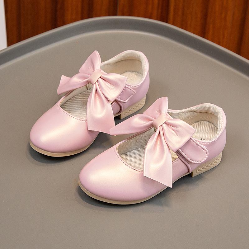 Girls' Princess Leather Shoes New Shoes for Girl Bow Girl Single Shoe Fashion Girl Heels Childrens'  Party Shoe Zapatos De Niña