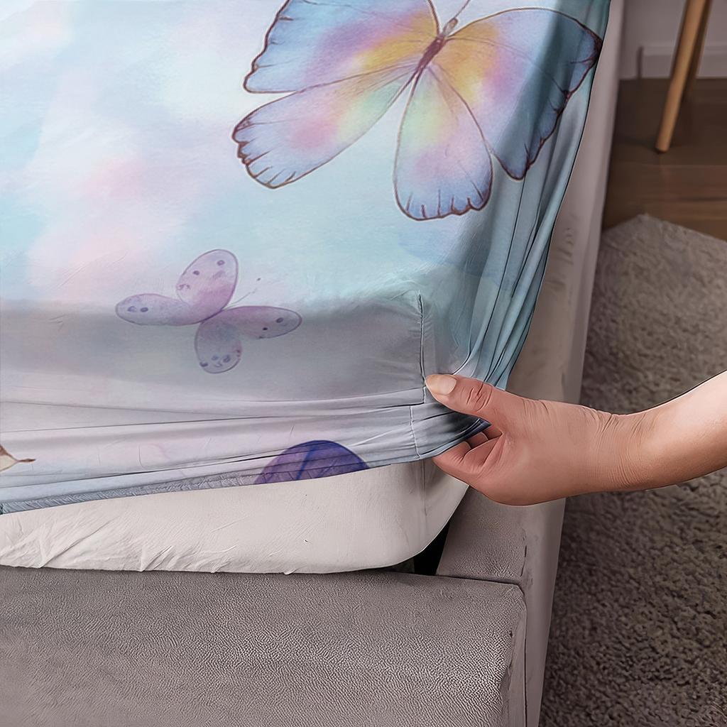 3Pc Dreamy Color Romantic Butterfly Print Coreless Bed Sheet Set Multiple Sizes Soft Comfortable Bed Cover Bedding Machine Washe