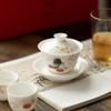 High-Grade White Porcelain Gongfu Tea Set with Gaiwan, Teapot, Teacups, and Fairness Cup - Perfect for Reunions and Business Gifts.