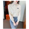 2026 New Women's Embroidered Cotton Shirt, Fashionable and Youthful Striped Long Sleeve Blouse
