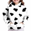 Kids Hooded Cow Print Pullover Sweatshirt for Boys Girls with Pockets Loose Fit
