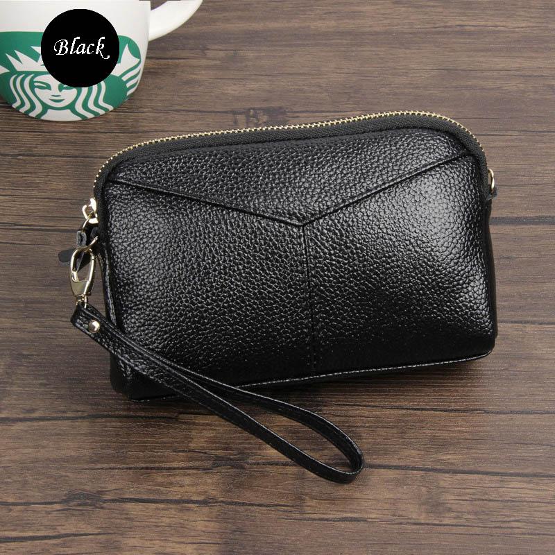 

Real Leather Women Long Wallet Ladies Zipper Coin Purse Cute Simple Organizer Patchwork Solid Money Clutch Luxury Designer Bag