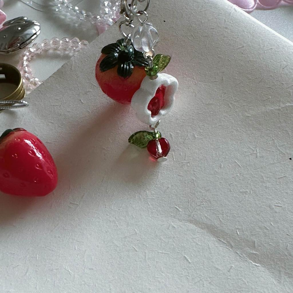 Unique and Stylish Phone Pendant Charm Dainty Strawberry Backpack Pendant Chic Cellphone and Keychain Decoration