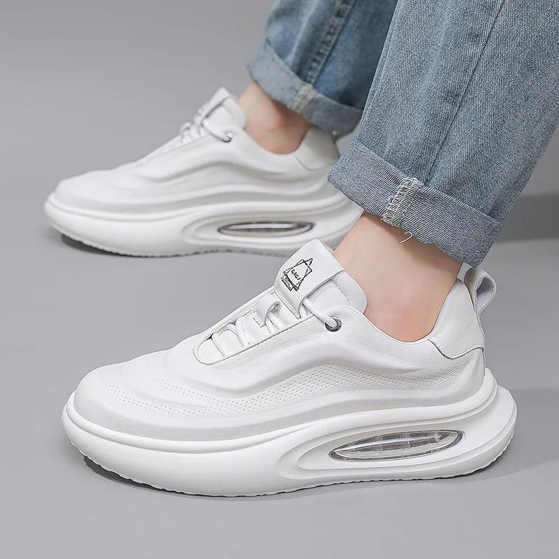 Pánské boty z pravé kůže Módní trend Zvýšení Ležérní sportovní obuv Vzduchový polštář Luxusní tenisky Boty Pánské Kůže Originální