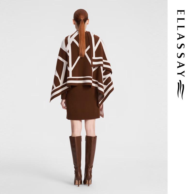 ELLASSAY Women's 100% Cashmere Two-Piece Shawl Dress