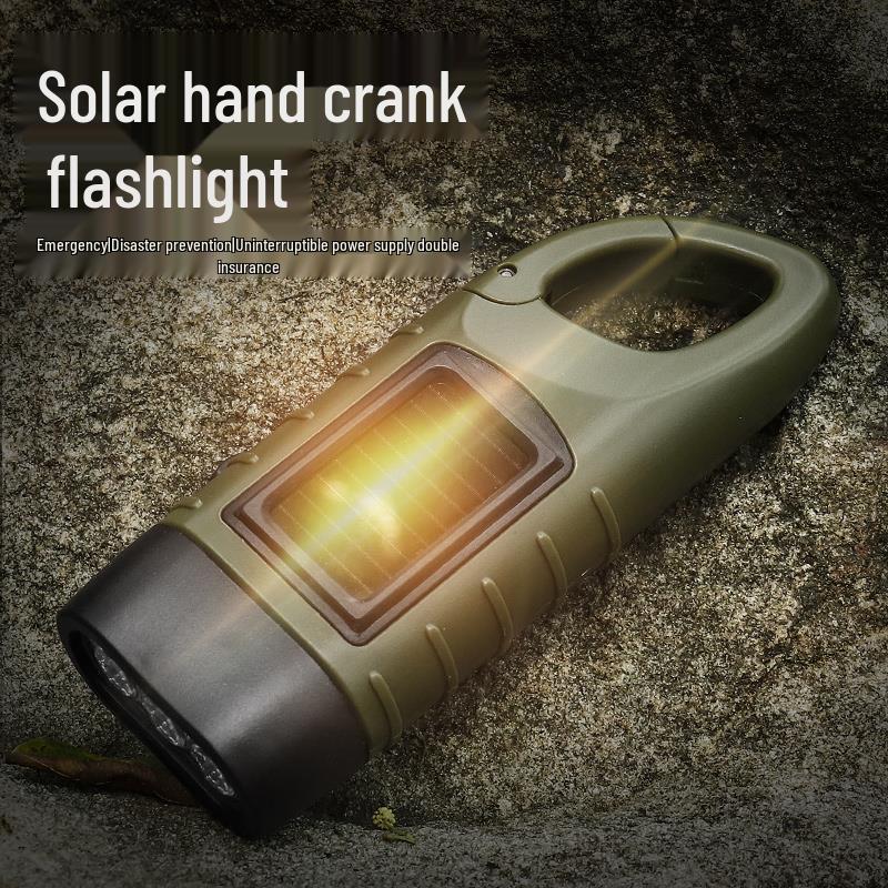 Multifunctional Solar Hand-Crank LED Flashlight & Power Supply for Camping and Emergencies