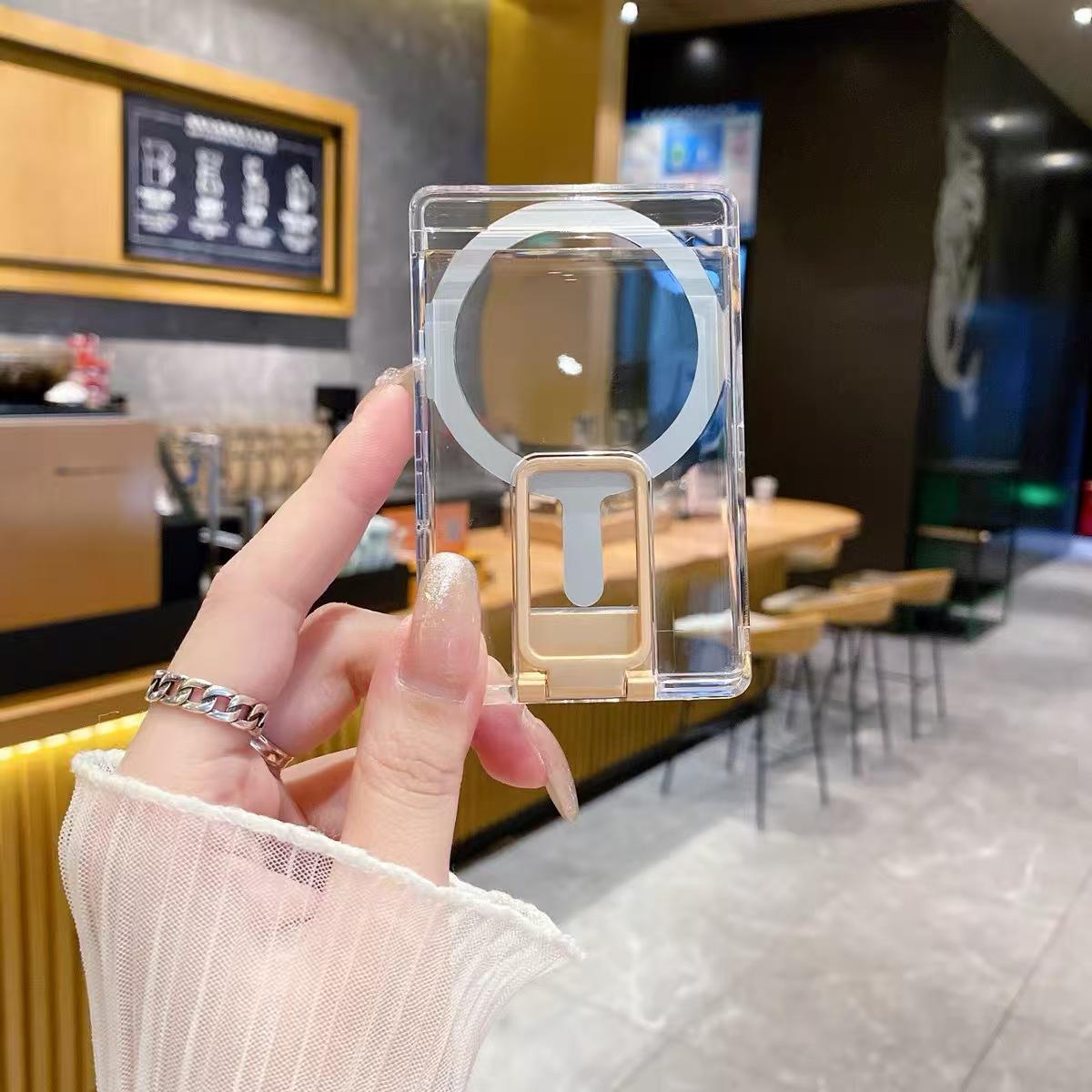 

Apple & Android Magnetic Magsafe Transparent PC Card Holder - Multi-Functional Phone Accessory золотий