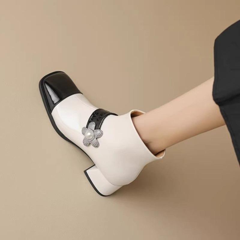 Fashion Booties European and American Style Chunky Heel Female Short Shoes Flower Autumn New In On Offer Trend 2025 Women's Ankle Boots