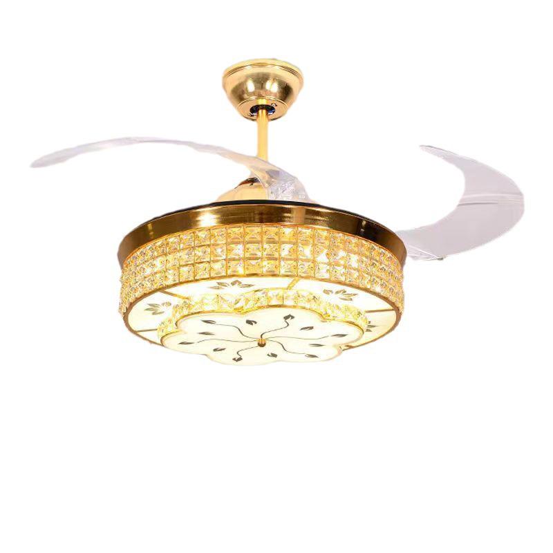 European-Inspired Crystal Chandelier Ceiling Fan with Smart Inverter and Invisible Design for Living, Dining, & Bedroom