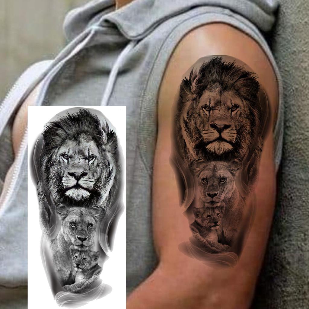 1 Sheet Realistic Lion Owl Tiger Temporary Tattoos Waterproof Long Lasting Fake Tattoo Sticker For Men Women Adults Temp Tatoos