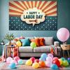 Holiday Background Retro Style Patriotic Banner Red Blue White Color Scheme Event Banner for Indoor Decoration Event Decoration