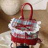 Cute Polka Dot Lace Backpack Bag Women's Autumn New Trend Fashion Bow Bucket Bag Small Backpack