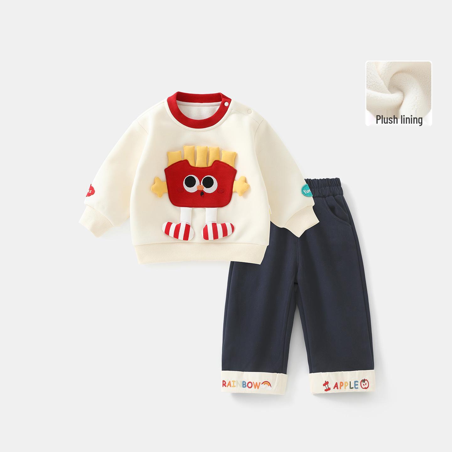 DUUDUU Korean Style Kids Winter Two-Piece Set: Toddler Boys  Hoodie Outfit 80cm