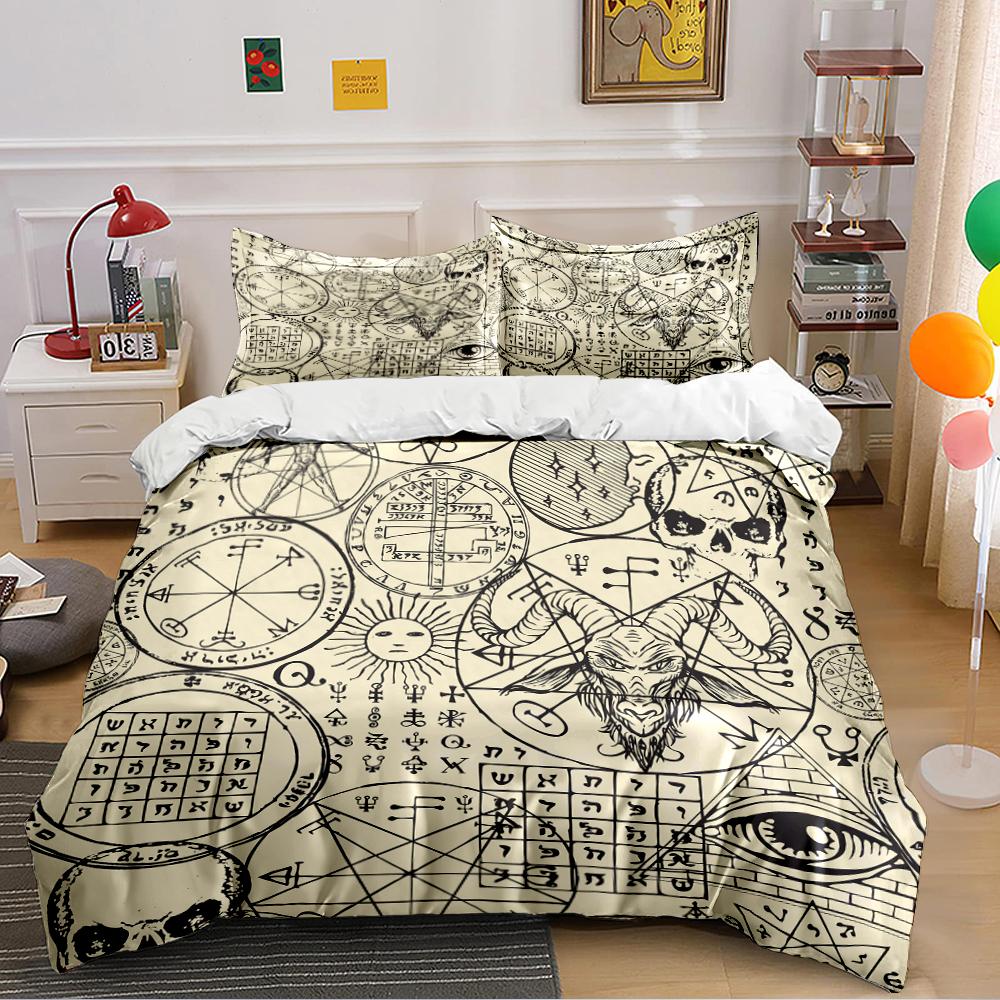Occult Symbol Pattern Bedding Set Bedding Set (1 Duvet Cover, 2 Pillowcases, Duvet Not Included)