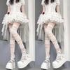 Ultrathin Women Spicy Girl Bandage Stripe Long Stockings Female Japanese Lolita Jk Y2K Sexy Summer Cross Tube White Stockings